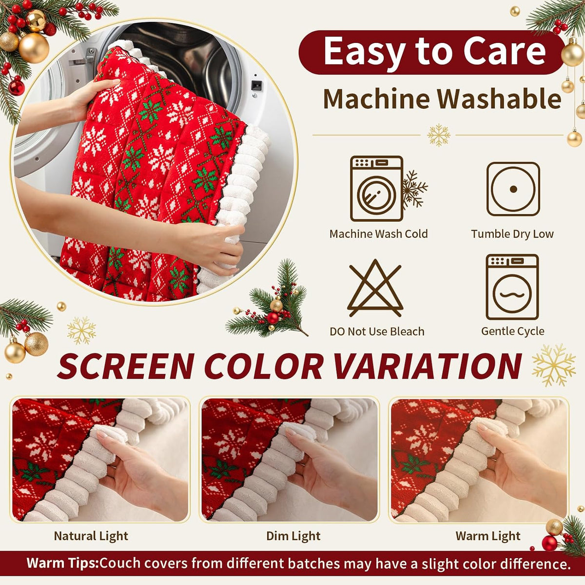 Christmas Couch Cover, Christmas Plush Sofa Cover for Dog Pet 1PC