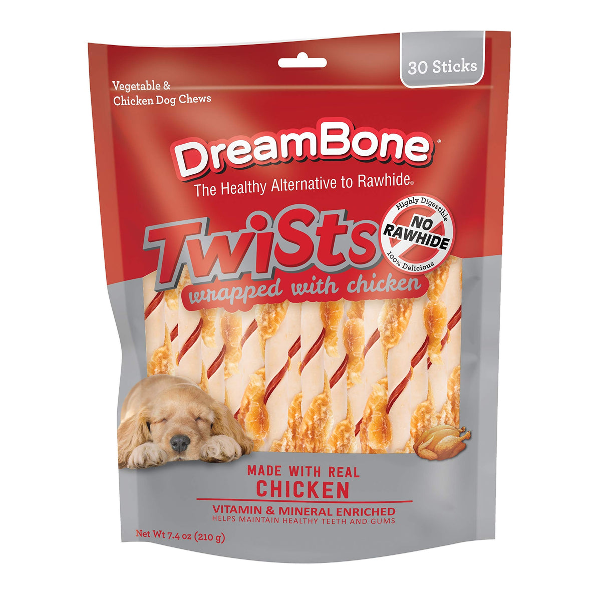 DreamBone Twist Sticks Chews for Dogs, Treat Your Dog to Easy-to-Digest Rawhide-Free Chews Made with Real Vegetables and Chicken, 50 Count