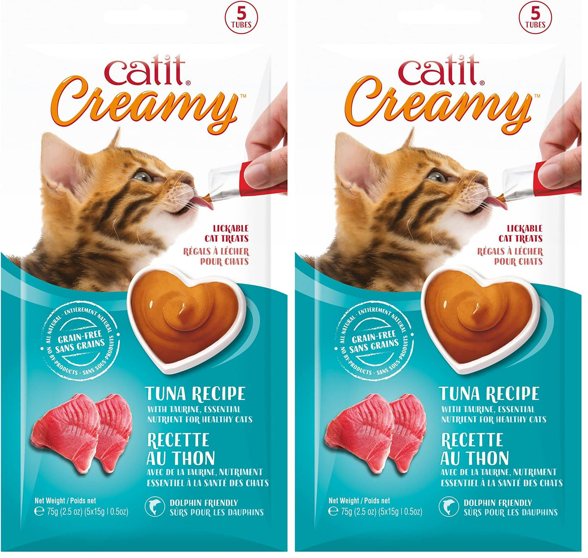 Catit Creamy Lickable Cat Treat – Healthy Variety of Flavors, 50 Pack, Hand-Feed or Serve, Nutrient-Rich Squeeze Tube, 0.5 oz Each