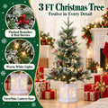 3 Ft Pre-Lit Christmas Tree, Artificial Christmas Tree with Base, Xmas Tree with Timer, Christmas Decoration for Home, Office, Easy Assembly