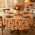 Fall Tablecloth Round 60 Inch Pumpkin Maple Leaf Thanksgiving Table Cloth