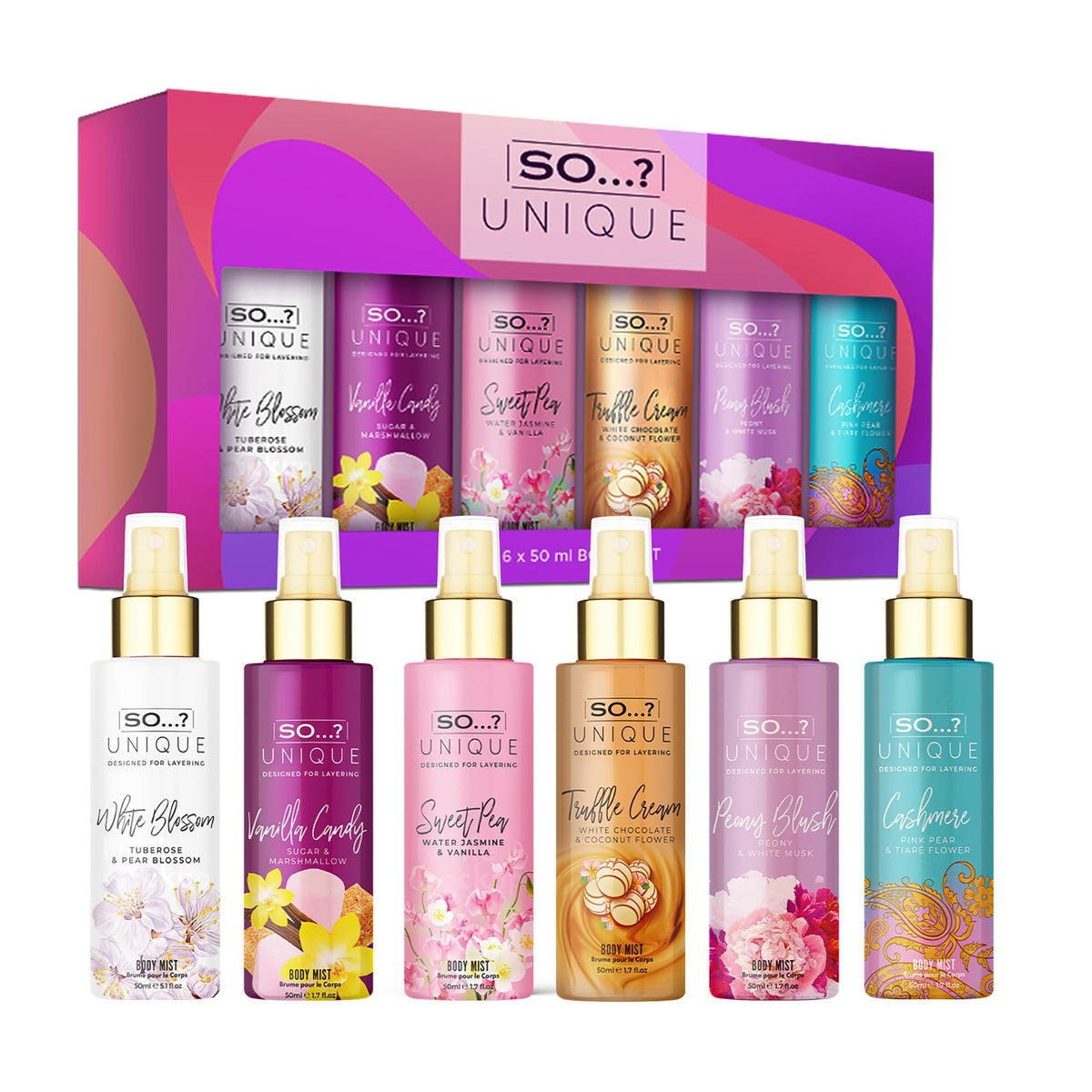 So…? Unique Body Mist Set - Perfumes for Women - Body Spray for Women - Vegan, Cruelty Free - Travel Size Gift Set - 650 to 1000 Sprays - 4 pcs