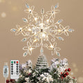 Lewondr Crystal Firework Christmas Tree Topper with Lights, Gold