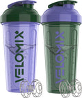 VELOMIX 2 Pack 28oz Protein Shaker Bottle for Protein Mixes, Black/Transpar