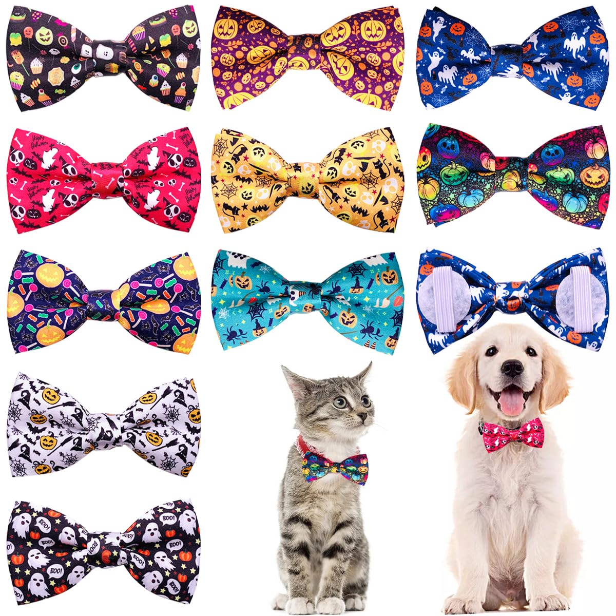 PET SHOW 10 Pack Fall Dog Bowties for Large Dogs Sliding on Collar
