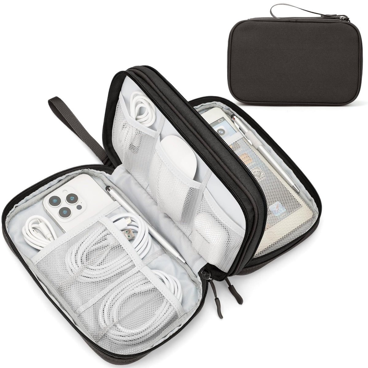 FYY Electronic Organizer, Travel Tech Pouch Bag, Cable Organizer Black