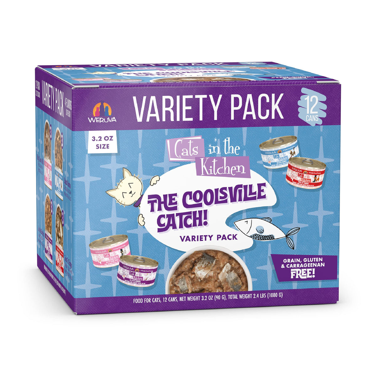 Weruva Cats in The Kitchen, Kitchen Cuties Variety Pack, Wet Cat Food, 3.2oz Can (Pack of 12)