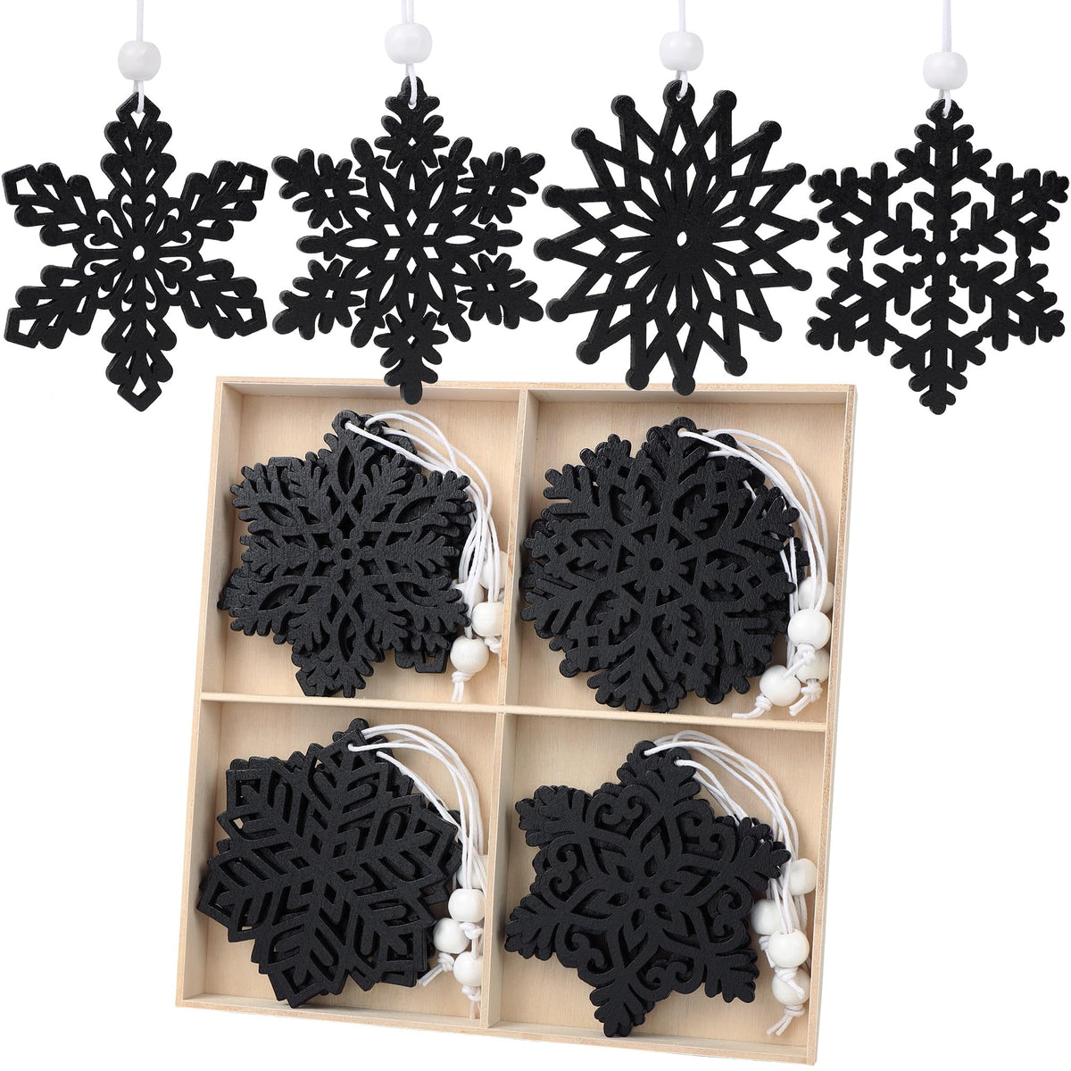 16 Pieces White Snowflakes Ornaments Christmas Tree Decorations