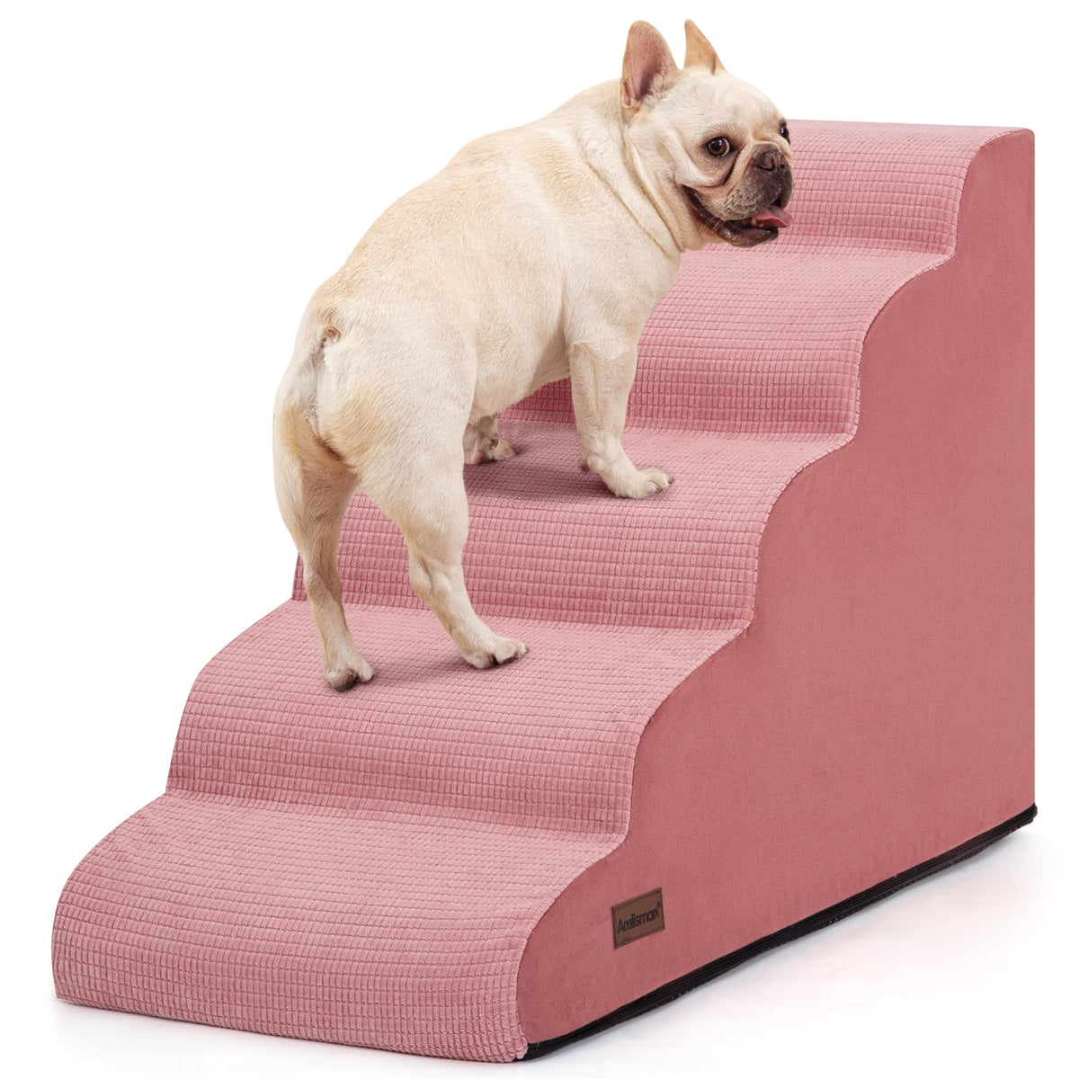 Aodisman Dog Stairs for Small Dogs and Cats,3-Step Pet Ramp for Bed & Couch | 15.7" H Non-Slip Sturdy Dog Steps with Curved Ramp for Senior,Short-Legged Dogs,Puppy and Cats to Reach Sofa or Chair,Grey