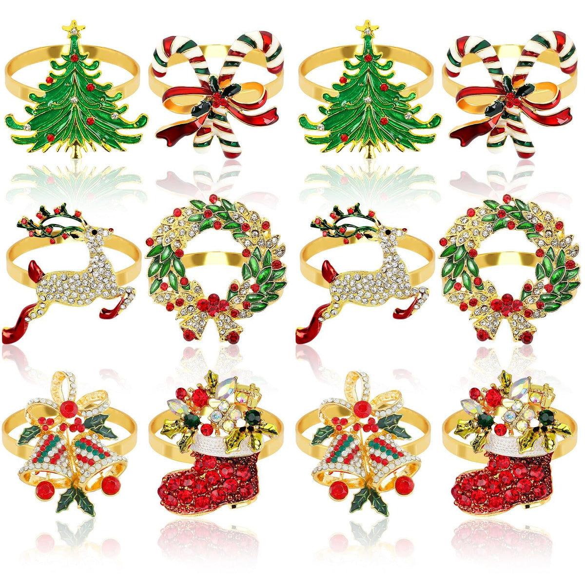 Turkey Napkin Rings Set of 12 Thanksgiving Gold Napkin Holders