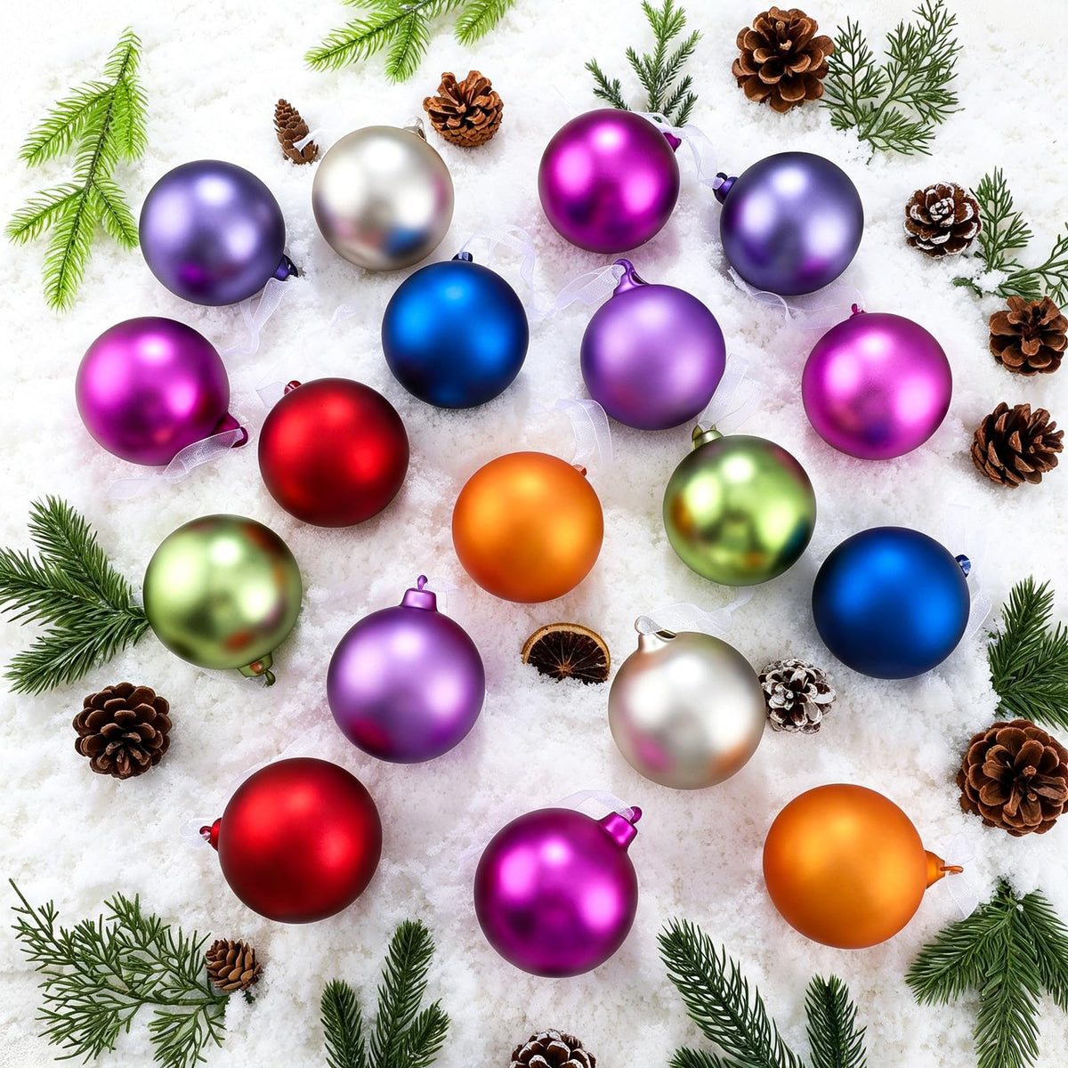 Seenelling 12 Pcs Iridescent Pastel Glass Christmas Ball Ornaments for Tree