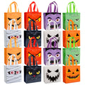 Jaywayang 8Pcs Halloween Trick or Treat Tote Bags with Handles ， Reusable Non-Woven Ghost Face Gift Bags for Adults Kids Gifts Wrapping, Party Supplies.