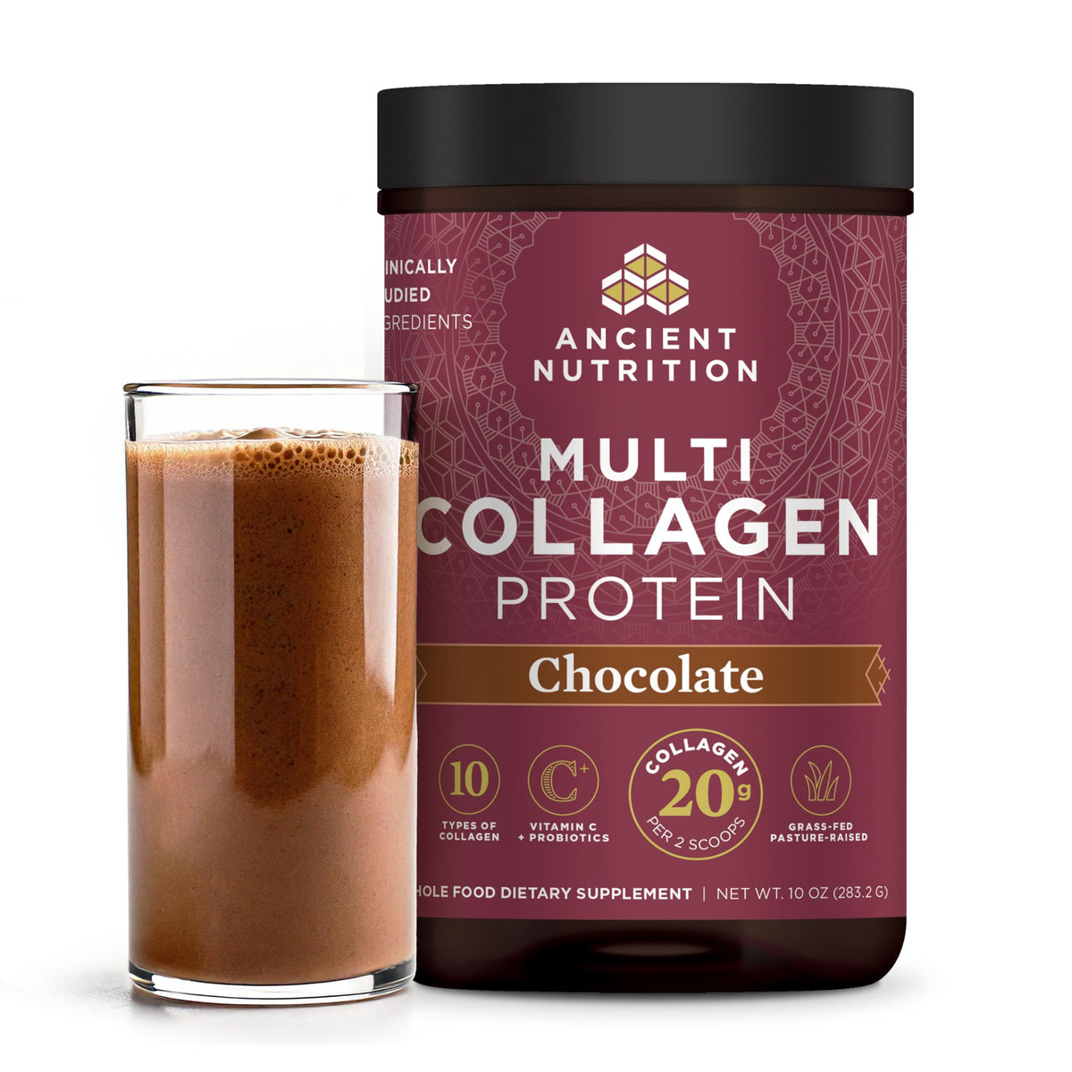 Ancient Nutrition Collagen Peptides Powder, Multi Collagen Protein, Women & Men, Vitamin C, Probiotics, Hydrolyzed Collagen, Supports Skin, Joints, Gut Health, Unflavored (40 Servings)