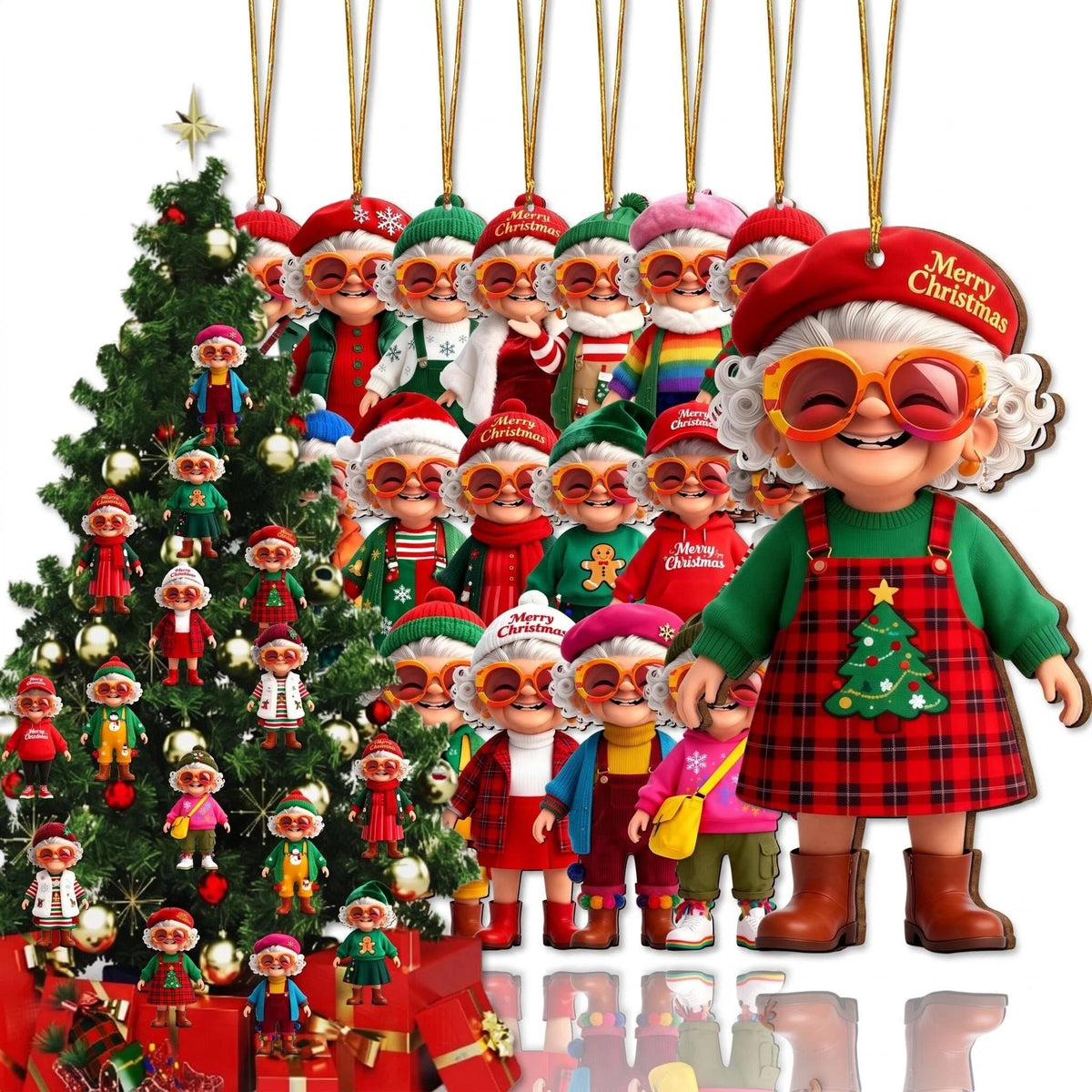 16Pcs Gingerbread Cat Christmas Ornaments