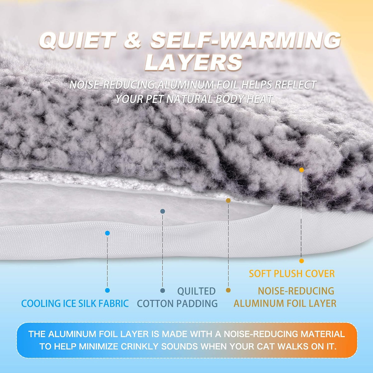 Self Warming Cat Bed, Reversible Cooling Mat for Cats, Gray, 18 x 24 Inches