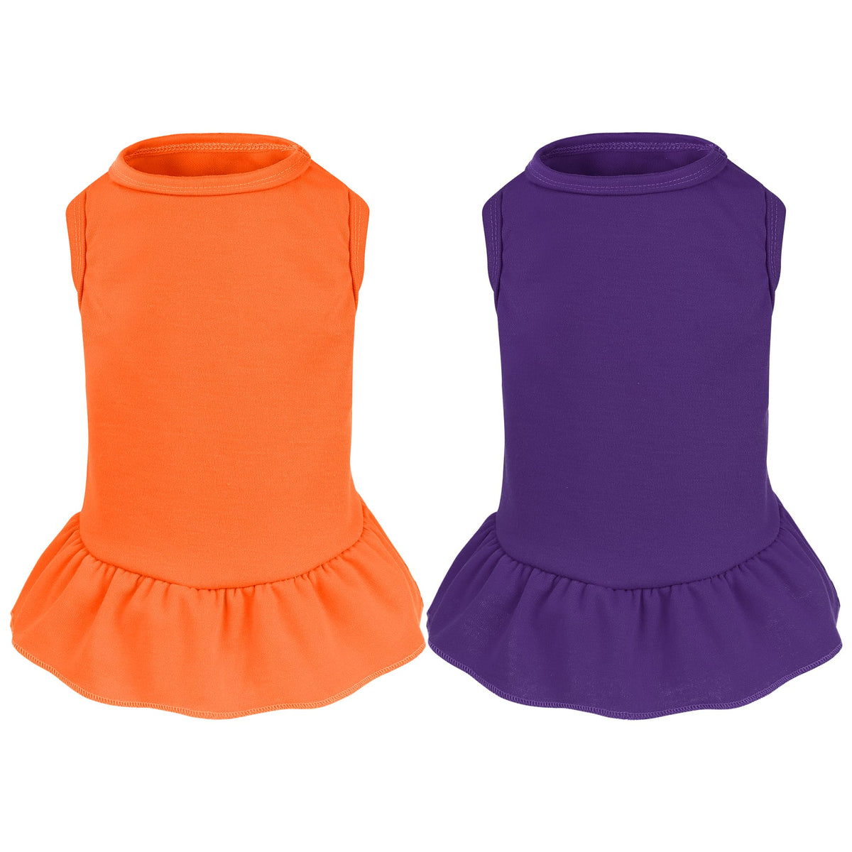 2 Pcs Dog Dresses Cat Skirt Solid Color Dog Clothes Summer Sleeveless Puppy Girl Clothes for Small Pet Dogs Cats (Yellow,Pink, Medium)