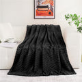 Puncuntex Burnt Orange Throw Blanket 50"×60" Fuzzy 3D Jacquard Decorative
