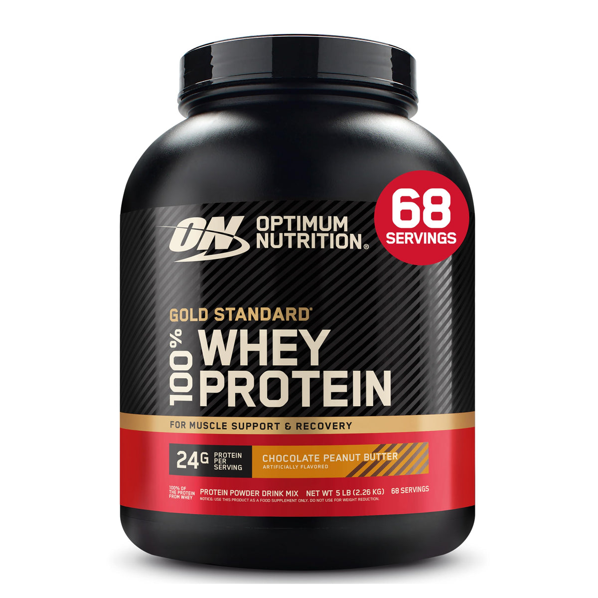 Optimum Nutrition Gold Standard 100% Whey Protein Powder, Cookies & Cream, 2 Pound (Packaging May Vary)