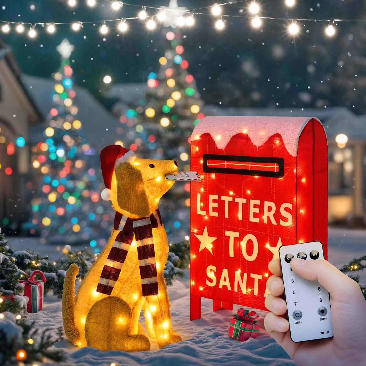3D Snowman Gift box Outdoor Christmas Decorations with Timer&Remote Control