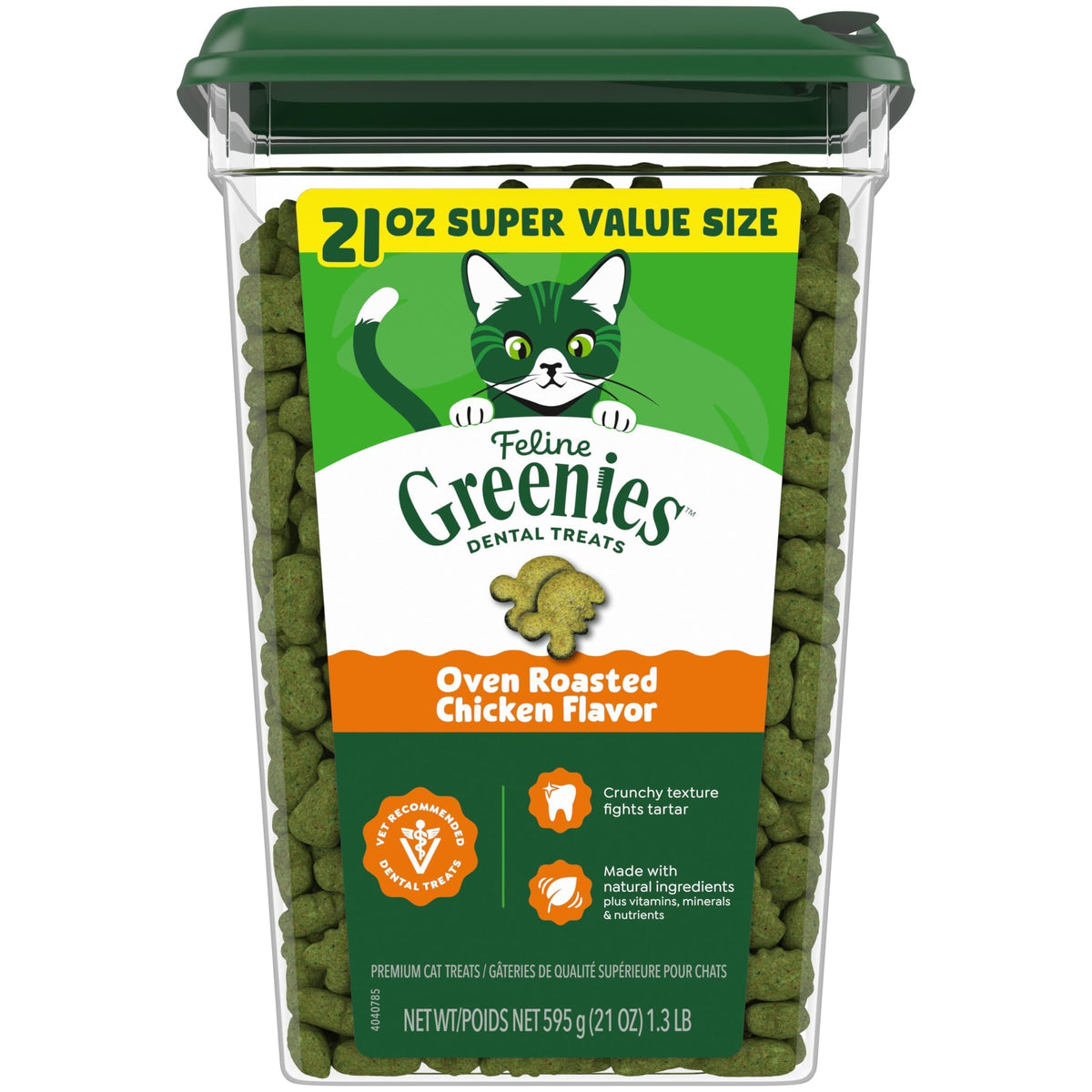 Greenies Cat Treats, Feline Veterinarian-Recommended Adult Natural Dental Cat Treats, Oven Roasted Chicken Flavor, 4.6 oz. Pouch