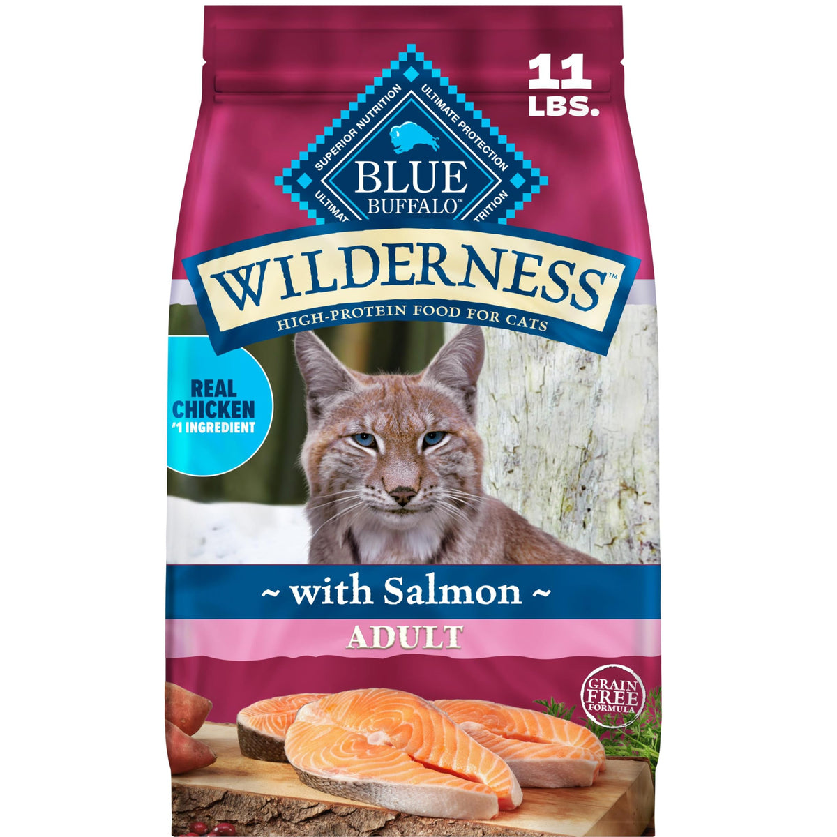 Blue Buffalo Wilderness with Chicken Natural High-Protein Grain-Free Dry Food for Adult Cats, Real Chicken First, Antioxidant-Rich LifeSource Bits Support Immunity, Promotes Strong Muscles, 12 lbs.