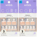 Kiss Core, Press On Nails, Nail glue included, 'Two of a Kind', White, Short Size, Squoval Shape, Includes 26 Toenails, 2g Glue, 1 Manicure Stick, 1 Mini File