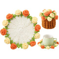 Crochet Flower Coasters, Handmade Bouquet Coasters with Crochet Plant Pot (Sunflower Yellow, 1Pc)