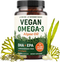 Vegan Omega 3 Algae Oil | Plant Based DHA EPA | Sustainably Sourced, No Carrageenan | Heart, Brain & Eye Health Support | Fish Oil Alternative | Omega 3 Fatty Acid Supplements | 60 Softgels