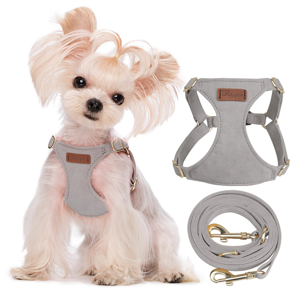 Puppytie xs Dog Harness with Multifunction Dog Leash,Soft Adjustable No Choke Escape Proof Pet Harness Vest,red-Camellia,XS