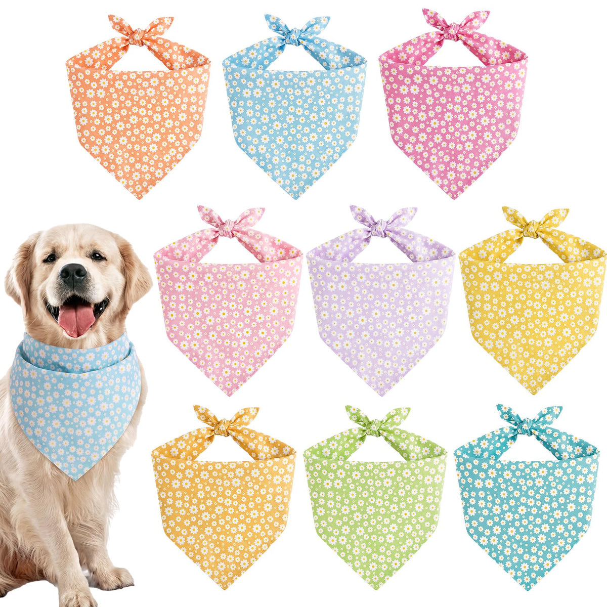 Weewooday 9 Pcs Holiday Dog Bandanas Halloween Trick or Treat Thanksgiving Christmas Bandanas Birthday Scarf Adjustable Large Pet Washable Scarves for Medium Boy Costume Supply