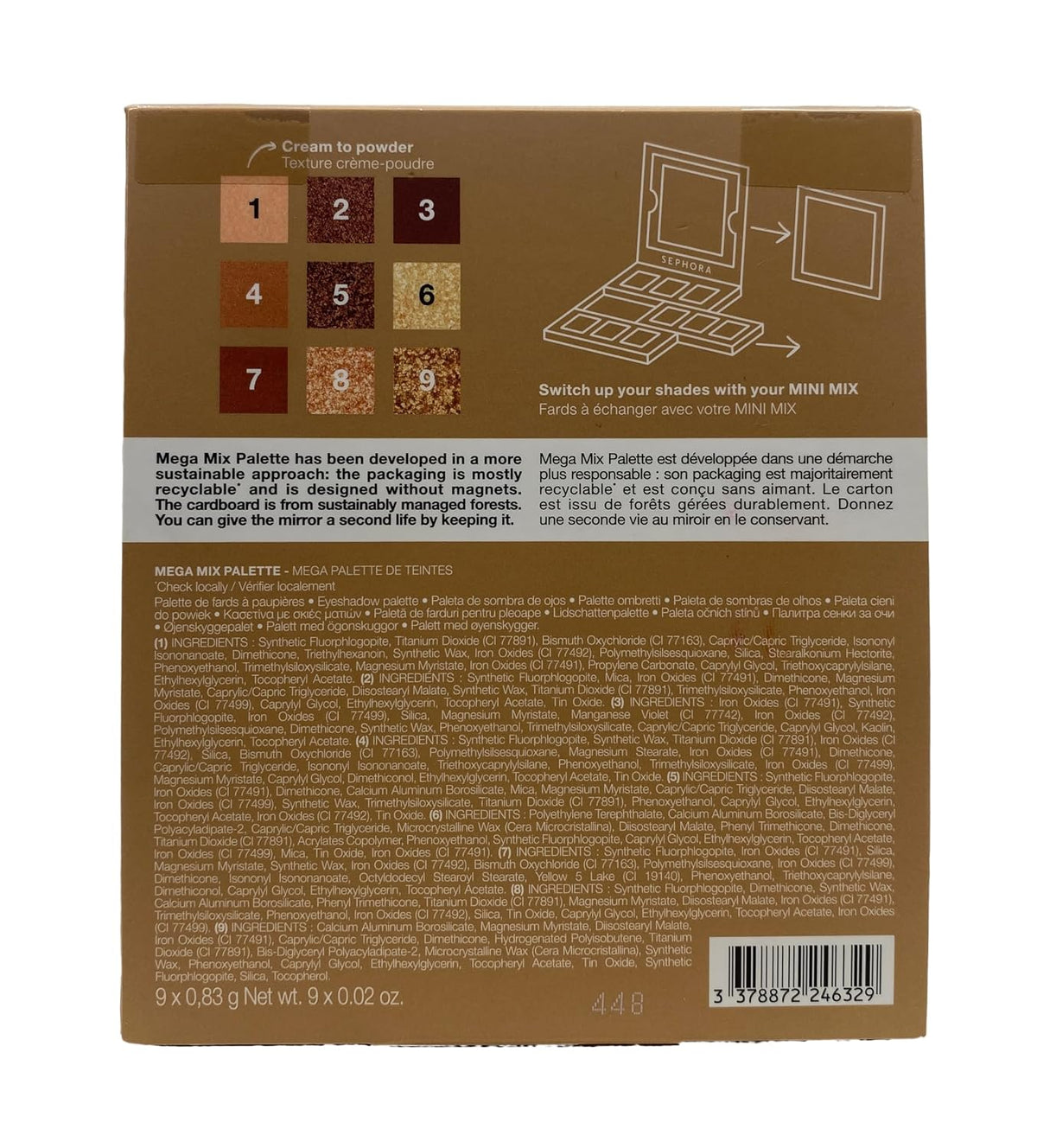 SEPHORA COLLECTION Mega Mix Eyeshadow Palette - Fiery Warm Nude (.27 Oz)