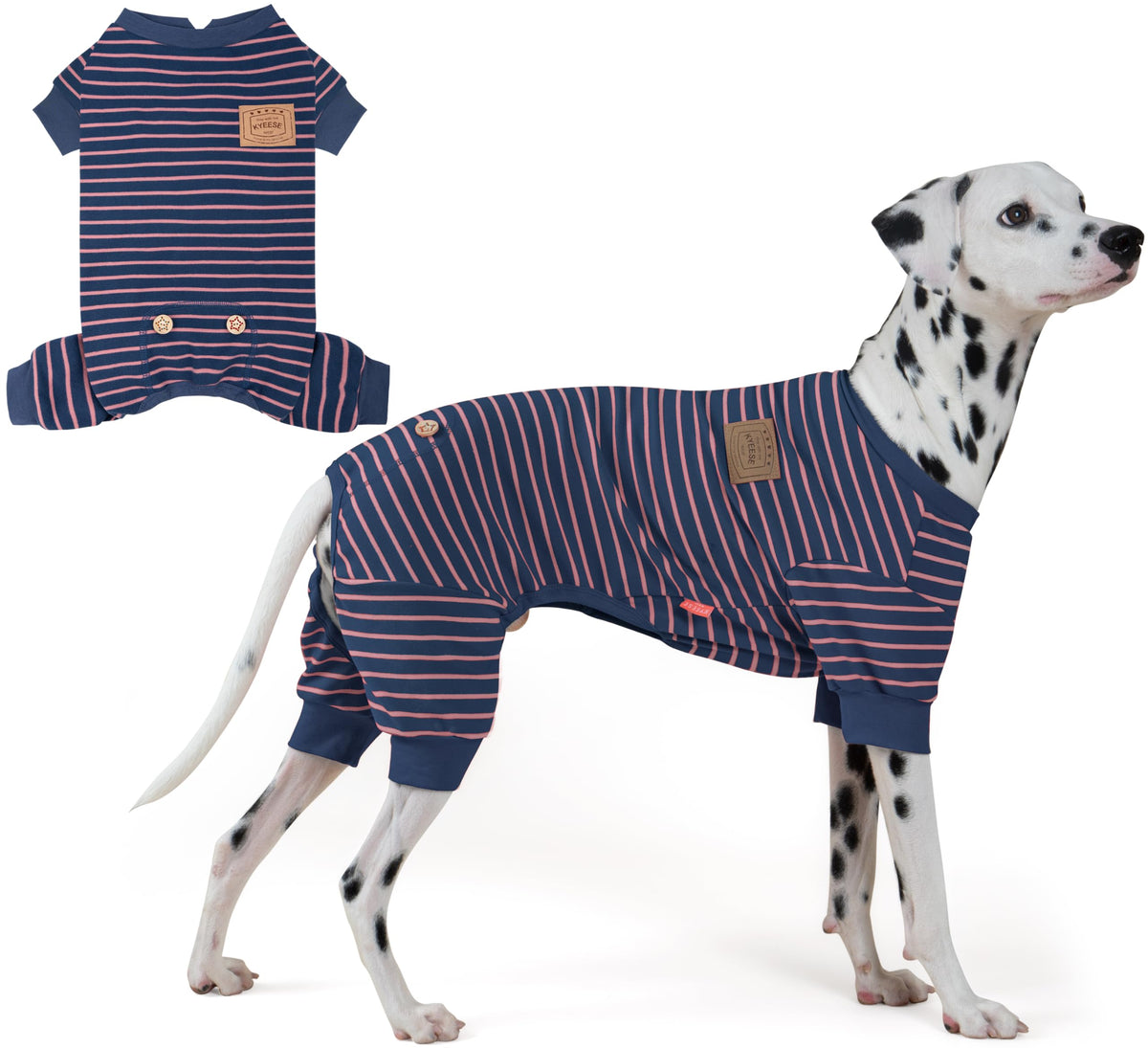 KYEESE Striped Dog Pajamas for Medium Large Dog Stretchy Onesie Daily Wear