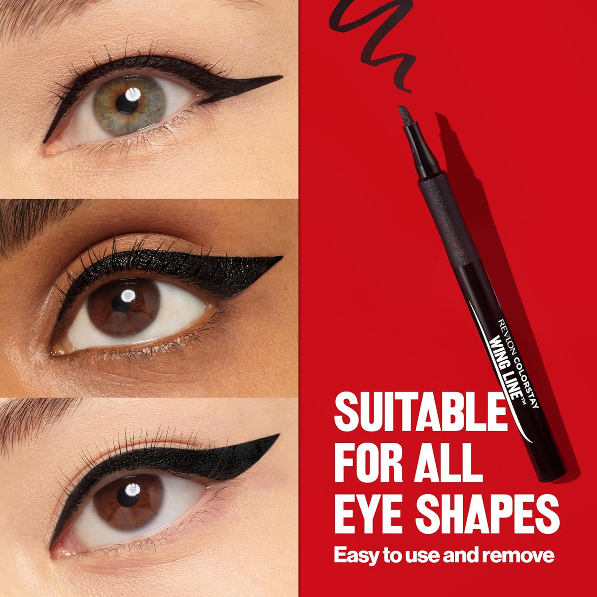Revlon ColorStay Wing Line Liquid Eyeliner, Blackest Black, 0.04 fl oz | Waterproof liquid eyeliner with angled tip for easy wings & cat eyes. Smudge-proof, up to 24hr wear.