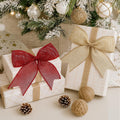 12Pcs Christmas Burlap Bows, 6.9 Inch Rustic Farmhouse Ornaments