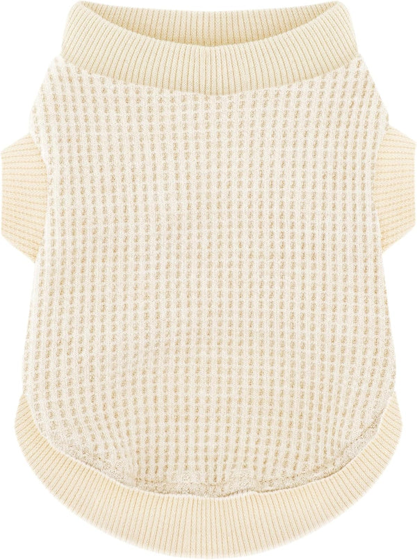 Cozy Lightweight Dog Sweaters Shirt for Small Puppies: Stretchable Beige Tank Top Attire, Perfect for Chihuahuas and Yorkies - Enhancing Comfort and Playfulness on Chilly Days - Medium