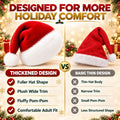 Christmas Santa Hat Hats for Adults Thicken Soft Comfort Adult Headwear Costume Headband Accessories Xmas Holiday Decorations New Year Party Favors Elf Hair Gorros De Navidad Para Adultos