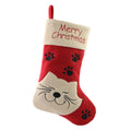 WEWILL 18" Dog Felt Christmas Stockings Paws Puppy Red Xmas Stocking Decor