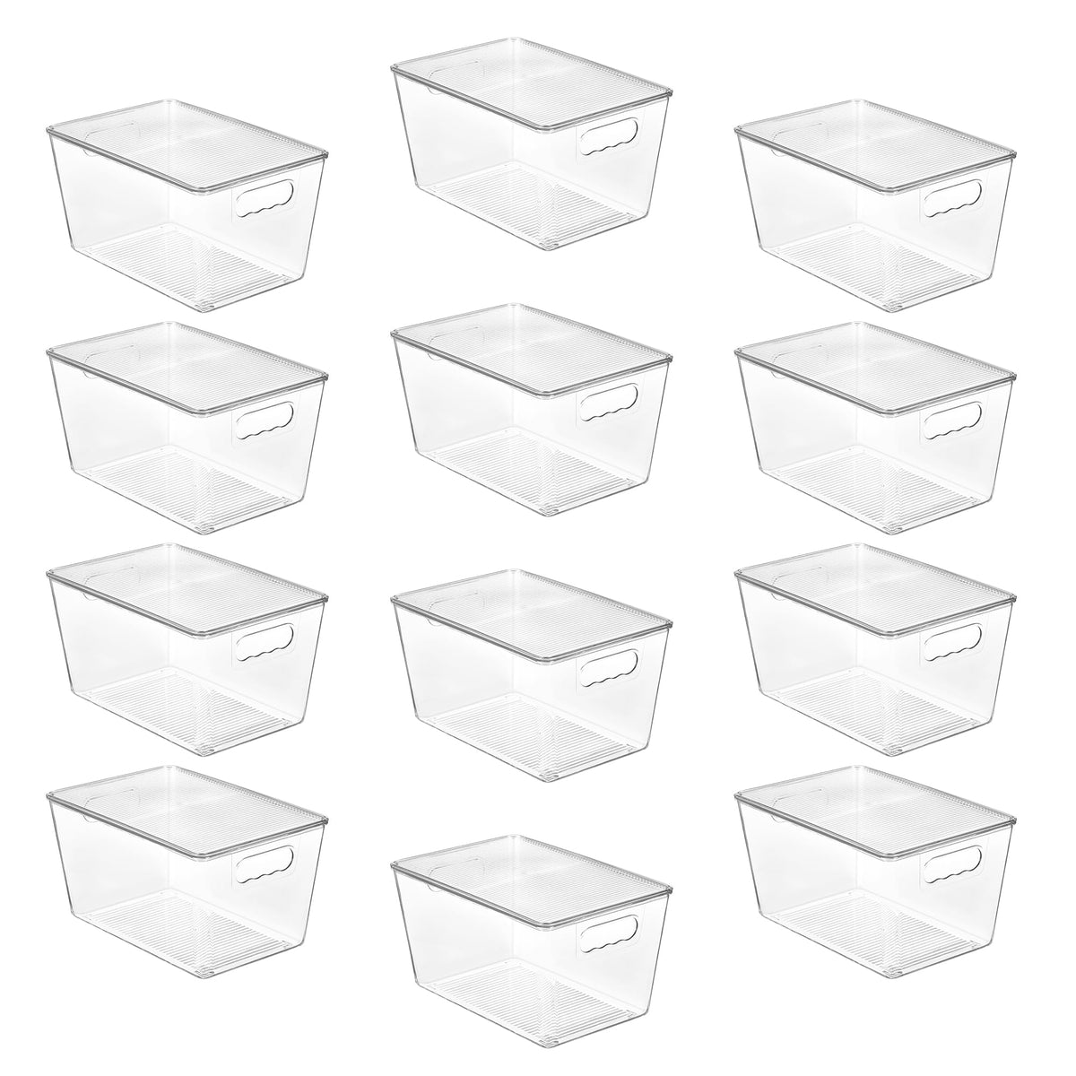Vtopmart 6 Pack Clear Stackable Storage Bins with Lids, Large Plastic Containers with Handle for Pantry Organizer and Storage,Perfect for Bathroom,Cabinet,Kitchen,Fridge,Closet Organization