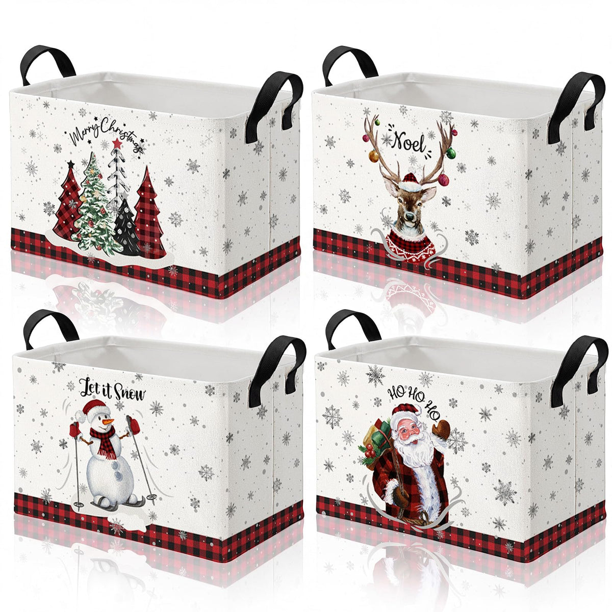 4 Pcs Thanksgiving Storage Basket Empty with Handles, Large Fabric