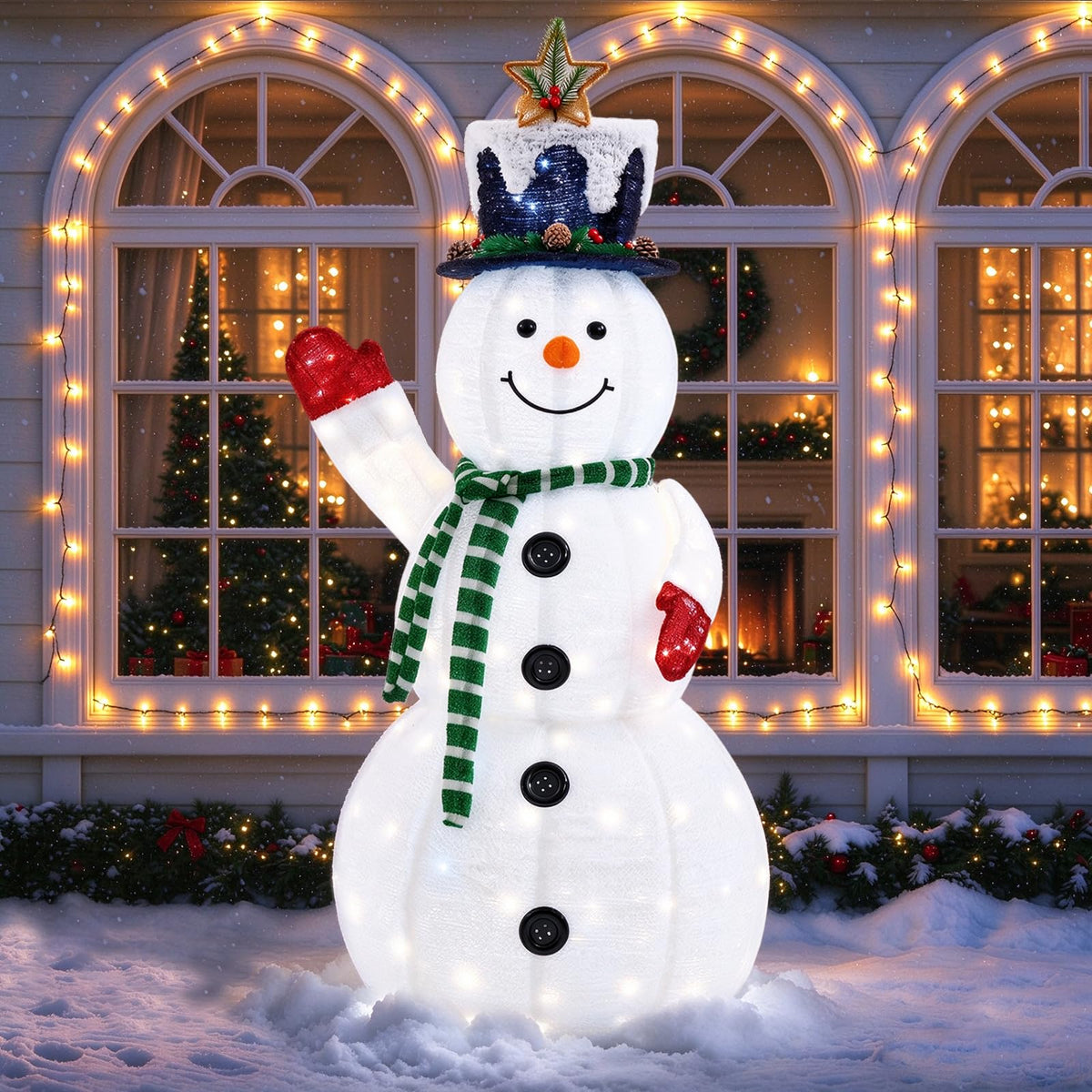 Gingerbread Man Christmas Outdoor Decor with LED Lights, Set of 2