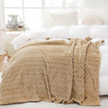 Puncuntex Burnt Orange Throw Blanket 50"×60" Fuzzy 3D Jacquard Decorative