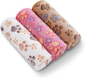 Luciphia 1 Pack 3 Blankets Super Soft Fluffy Premium Fleece Pet Blanket Flannel Throw for Dog Puppy Cat Paw Brown/Pink/White Small(23x16 inch)