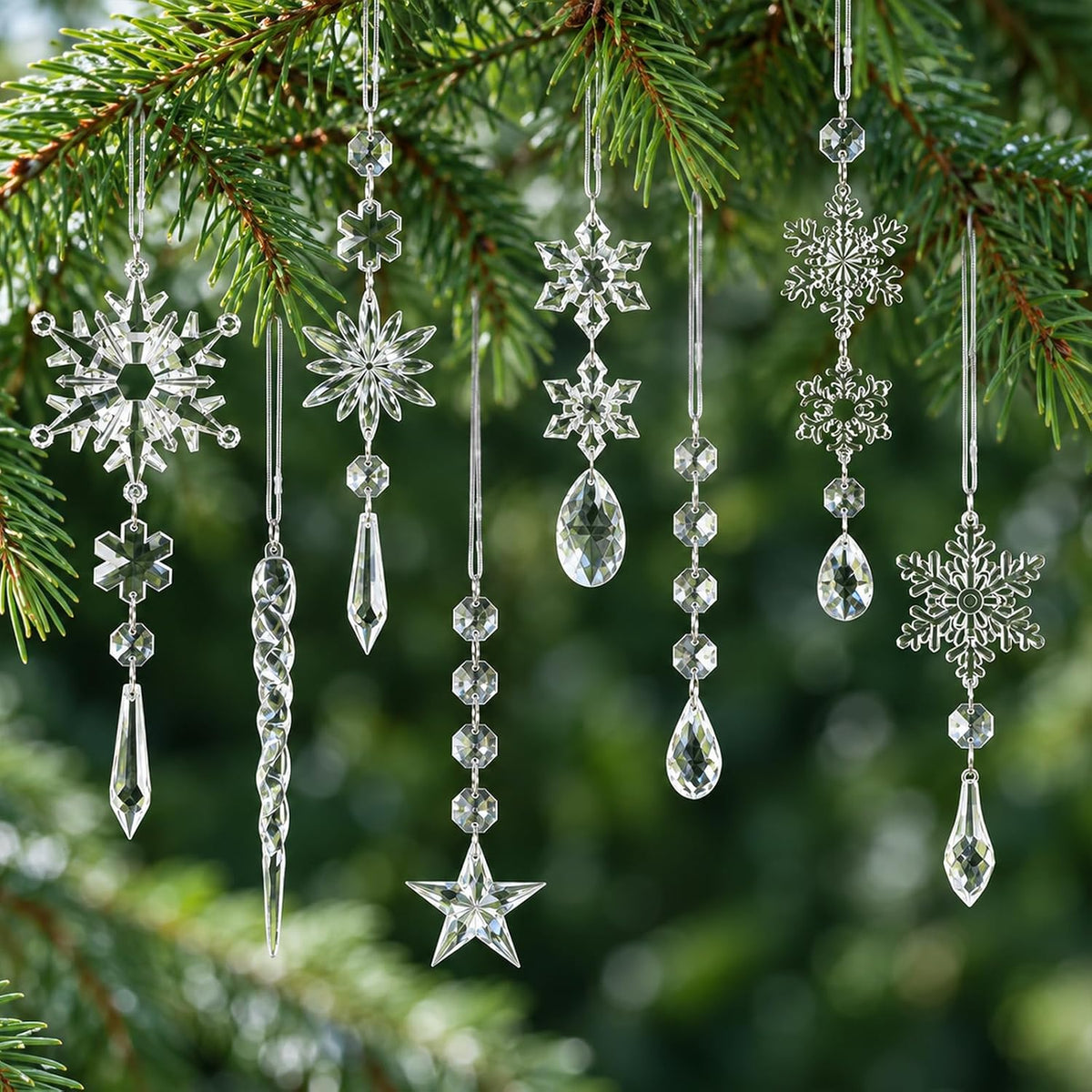 Crystal Ornaments for Christmas Tree Winter Wonderland Decorations