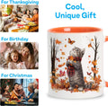 Hyturtle Fall Cat Maple Leaves Coffee Mug with Spoon Gifts on Birthday