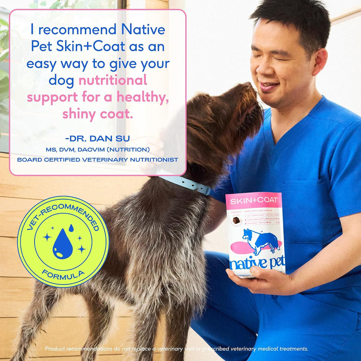 Native Pet Skin & Coat Chews - Omega 3 Fish Oil for Dogs Skin & Coat Supplement - Itch Relief, Shiny Fur & Shedding Support - Collagen, Hyaluronic Acid, Biotin, Probiotics & Salmon Oil - 30 Chews