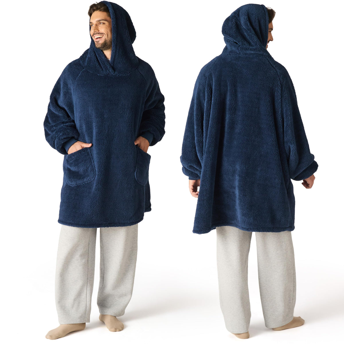 Bedsure Soft Wearable Blanket Hoodies for Women, Grey, Standard