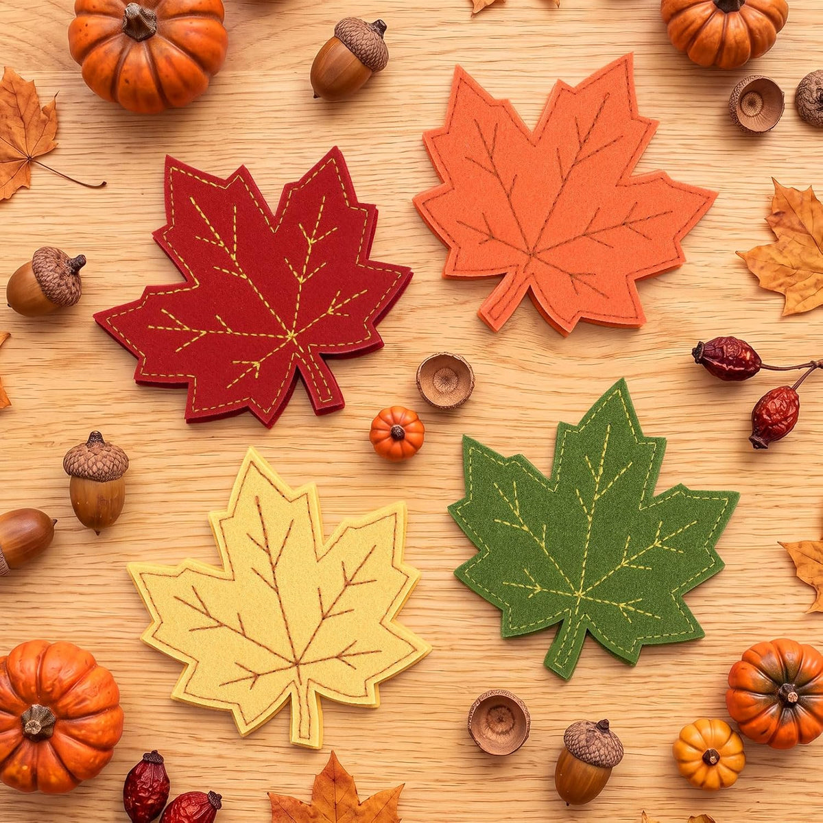 8 Thanksgiving Coasters Handmade Coasters, Leaf