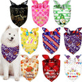 Weewooday 9 Pcs Holiday Dog Bandanas Halloween Trick or Treat Thanksgiving Christmas Bandanas Birthday Scarf Adjustable Large Pet Washable Scarves for Medium Boy Costume Supply