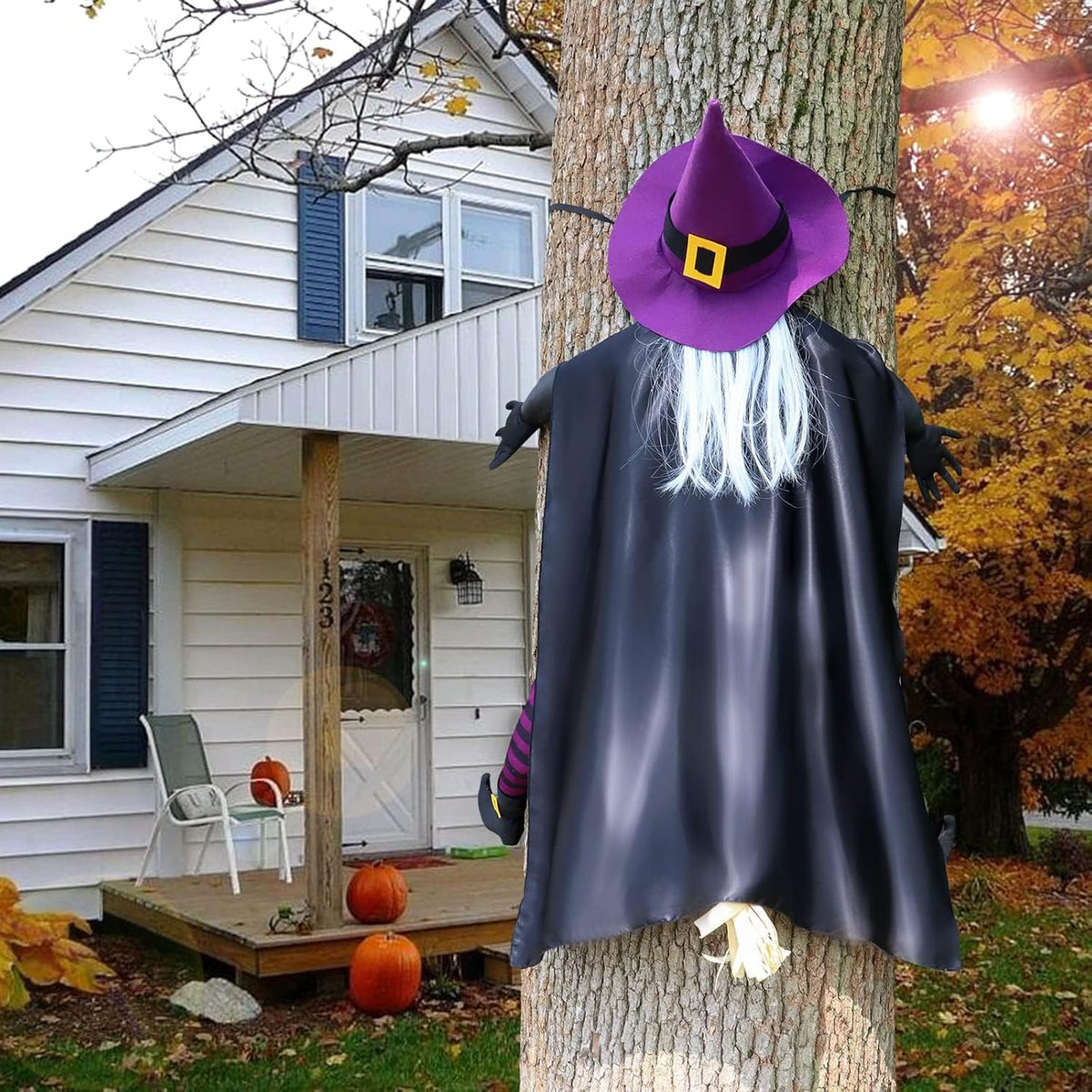 Giiffu Halloween Decorations Outdoor 57" Crashing Witch into Tree Decor