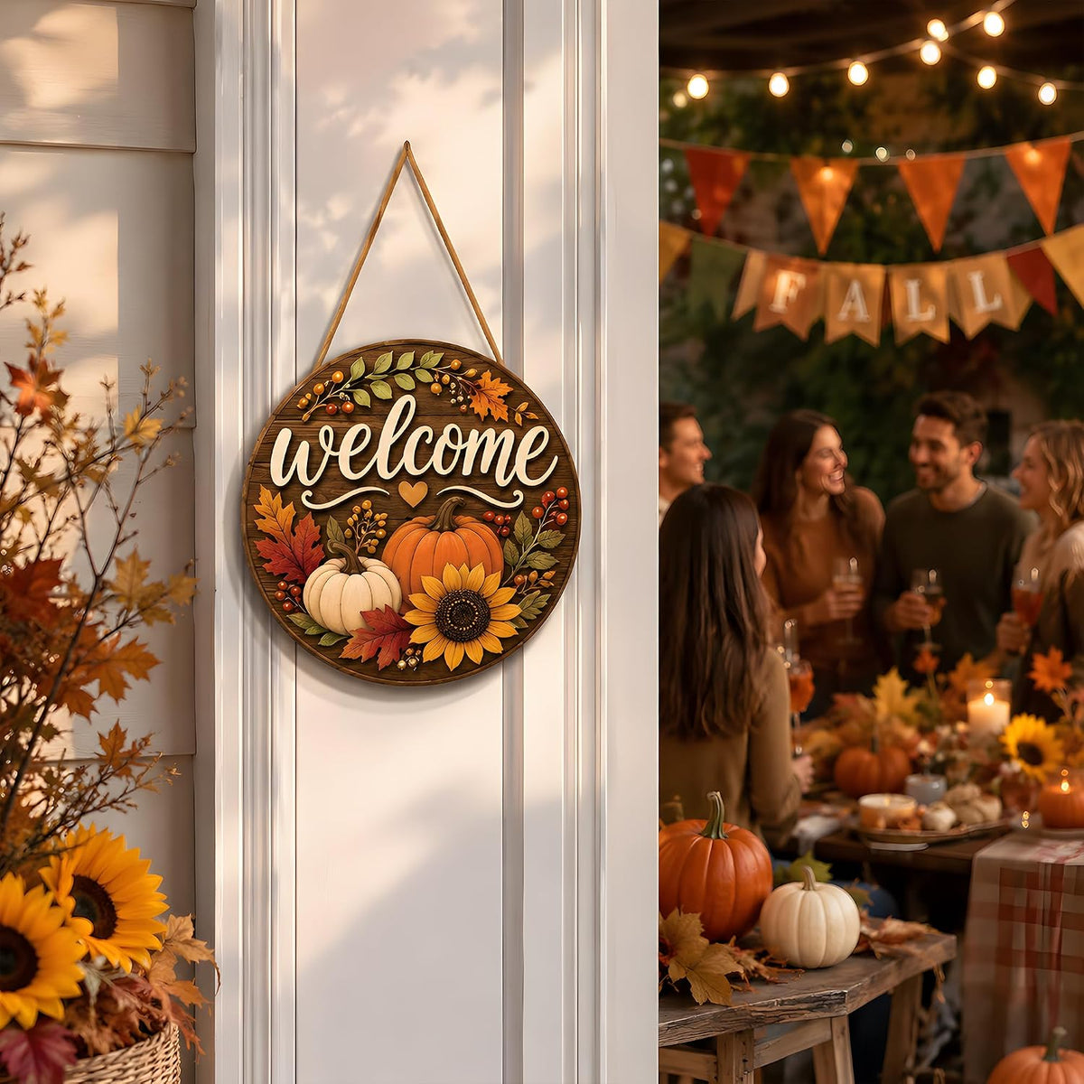 Thanksgiving Decorations - Fall Thanksgiving Welcome Sign for Front Door